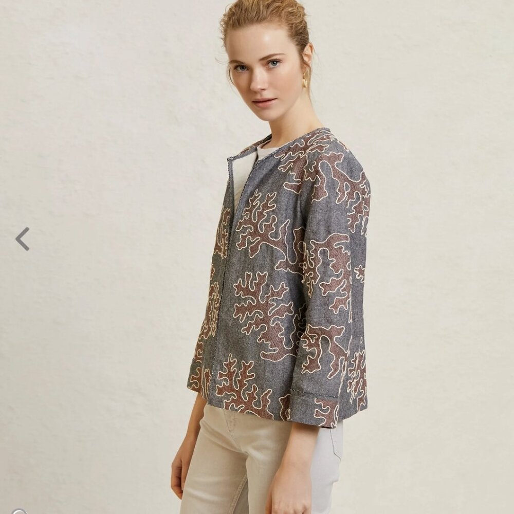 Embroidered Crew Neck Jacket